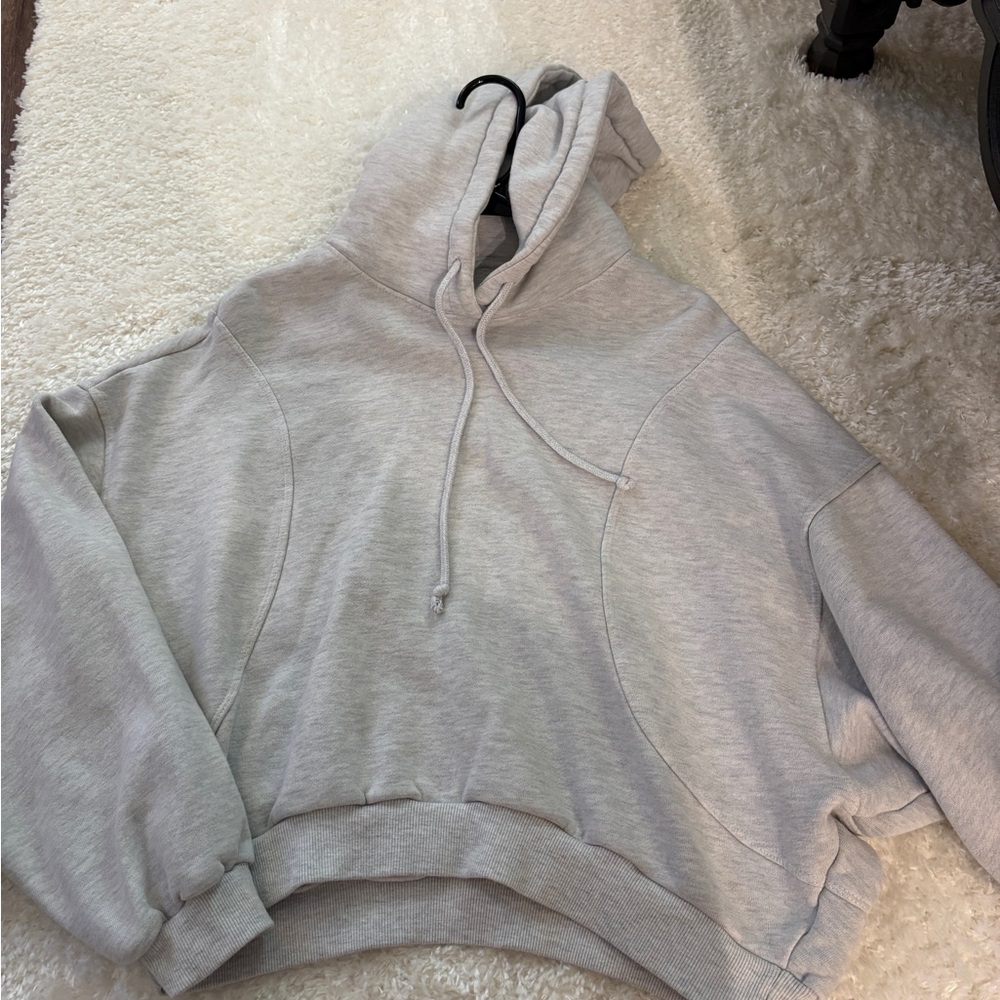 Lazy Sunday Gray Cropped Hoodie